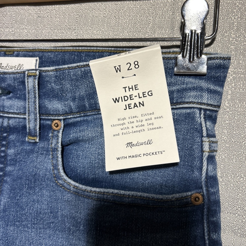 Madewell The Wide-Leg Jean High Rise Fitted through Hip size W 28 magic pockets - Picture 6 of 12